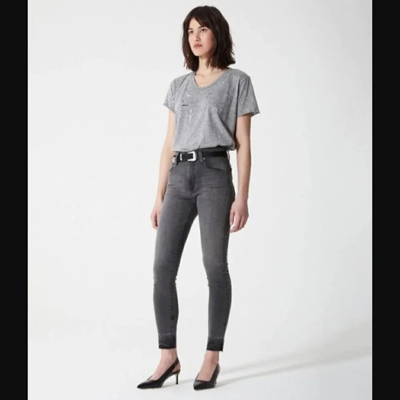 AG Adriano Goldschmied The Farrah Raw Hem High Rise Skinny Jeans in Grey Mist - Picture 1 of 9